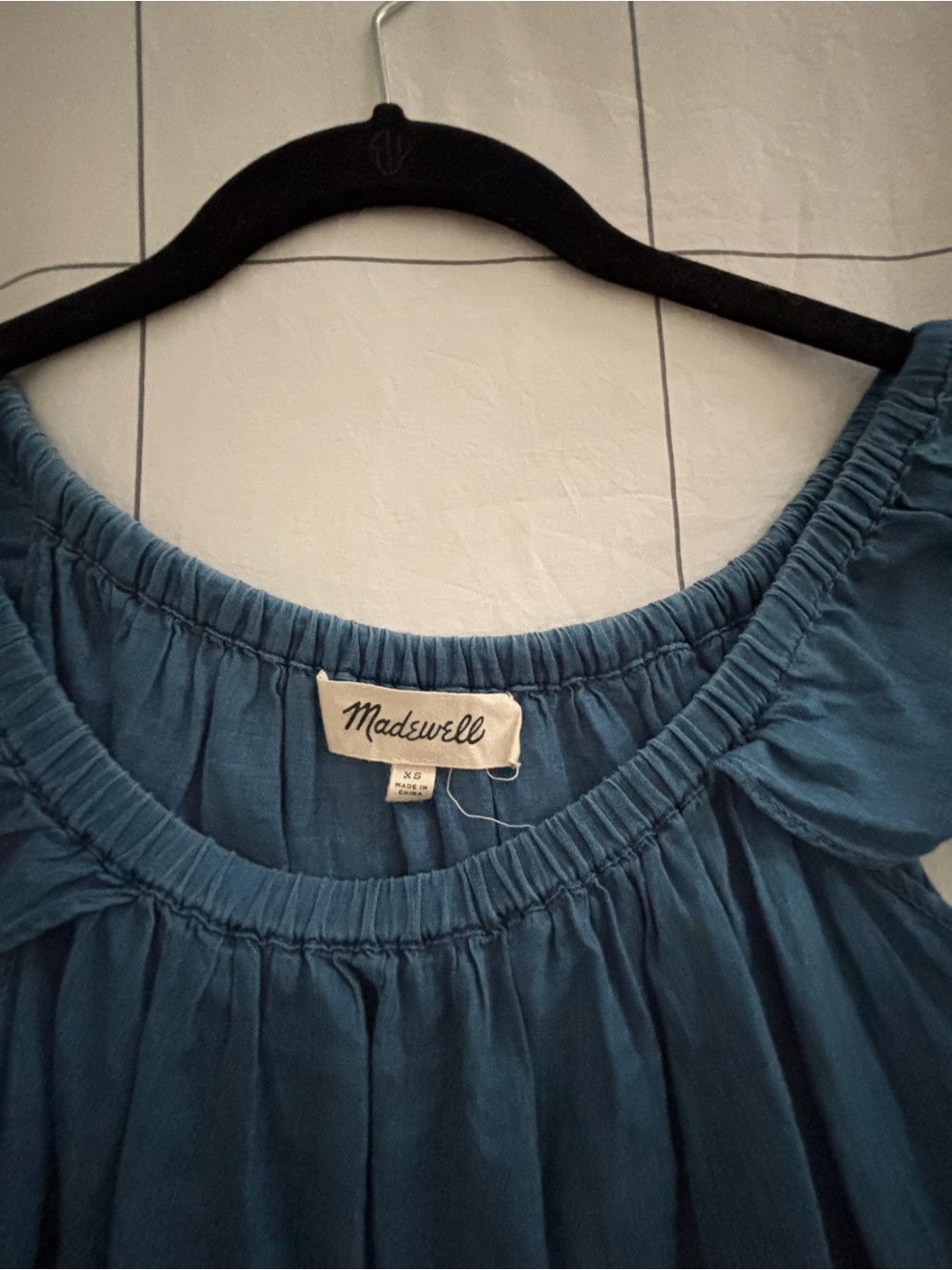 Madewell Deep Teal Off-Shoulder Peasant Top